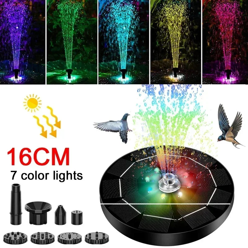 Solar Fountain Light with 7 Colors for Bird Baths - Smarsty