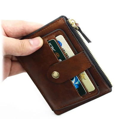 Luxury Small Men's Credit ID Card Holder Wallet Male Slim Leather Wallet with Coin Pocket Brand Designer Purse for Men Women - Smarsty