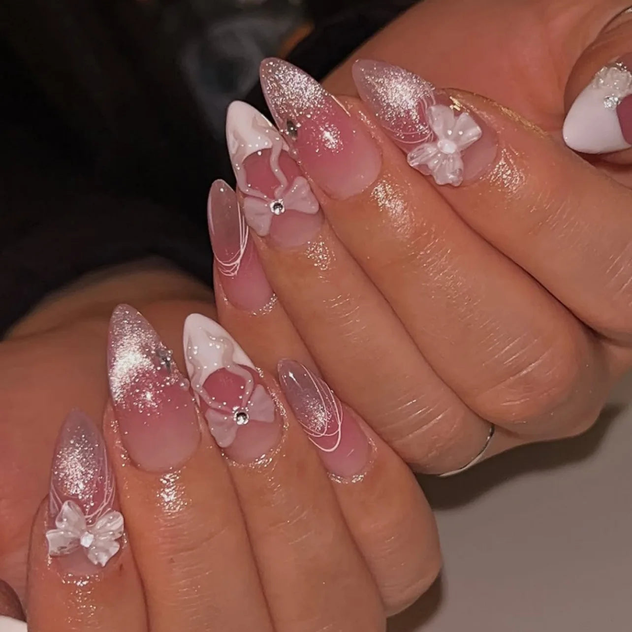 24pcs Flower Design Fake Nail Tips Full Cover - Smarsty