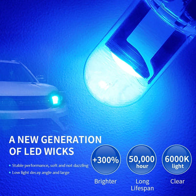 10X New W5W LED T10 Car Lights COB Glass Interior Parts Bulbs White ice blue Yellow Auto License Plate Lamp Dome Read Light 12V - Smarsty