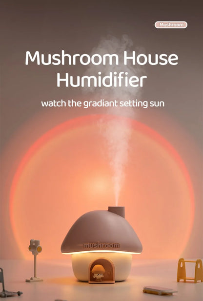 Cartoon Air Humidifier 300ml Mini Essential Oil Aroma Diffusers Colorful Lighting Cute Mushroom House Home Ultrasonic Humidifier - Smarsty