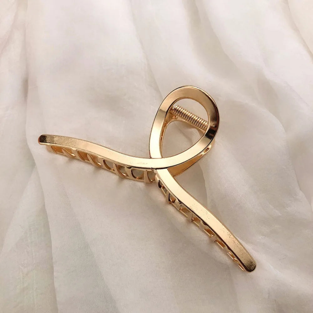 Gold Hollow Geometric Hair Clips for Stylish Women - Smarsty
