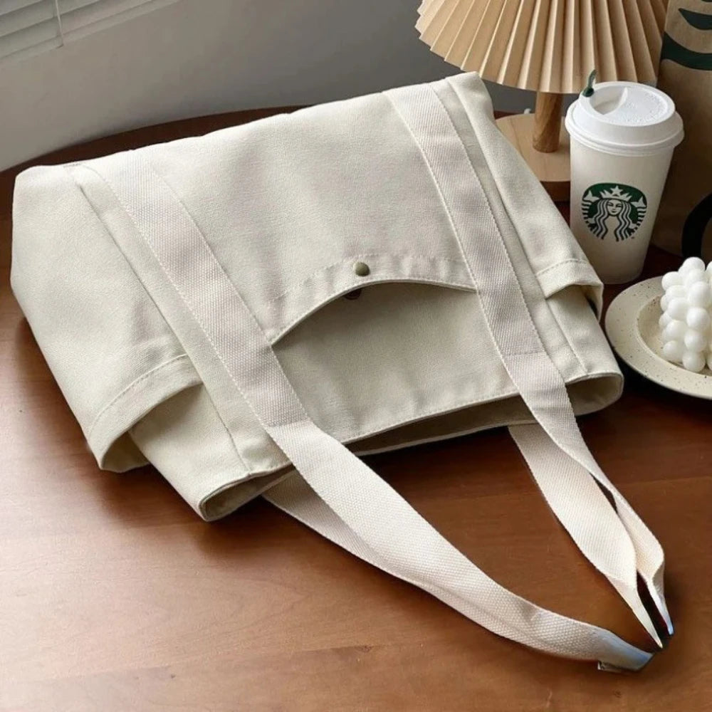 Large Capacity Canvas Tote Bags for Work Commuting Carrying Bag College Style Student Outfit Book Shoulder Bag Shopping Bag - Smarsty