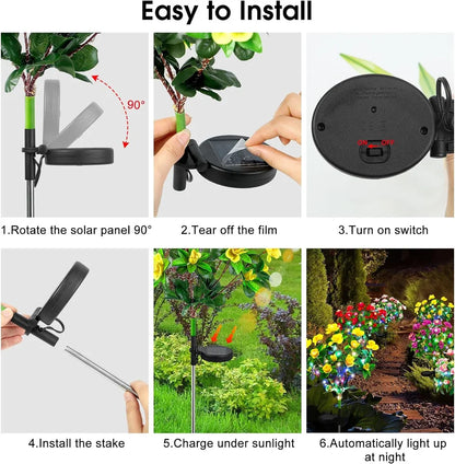 Waterproof LED Solar Azalea Flowers Lamp for Outdoor Decor - Smarsty