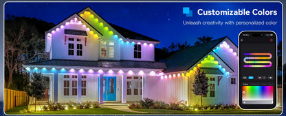 150ft 100ft 50ft Permanent Outdoor Lights Smart RGBIC Outdoor Lights with 75 Scene Modes String Lights with 90 LEDs for Garden