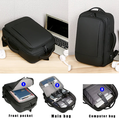 1Pcs Expandable Travel Backpack, Business casual men's backpack,with USB charging,waterproof fabric,suitable for daily commuting - Smarsty