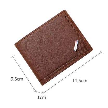 Men's Short Frosted Leather Wallet, Multi-Slot Coin Pocket Photo Holder Small Men's Wallet - Smarsty