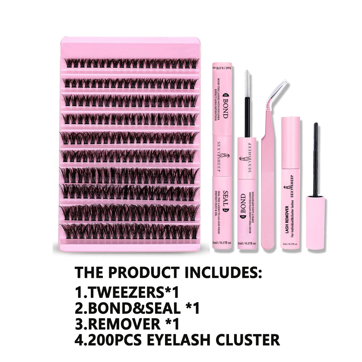 DIY Eyelash Extension Kit with 200pcs D Curl Clusters - Smarsty