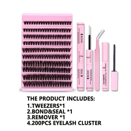 DIY Eyelash Extension Kit with 200pcs D Curl Clusters - Smarsty