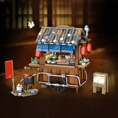 New Style Food Stall Braised Octopus Restaurant Mini Building Blocks by Smarsty