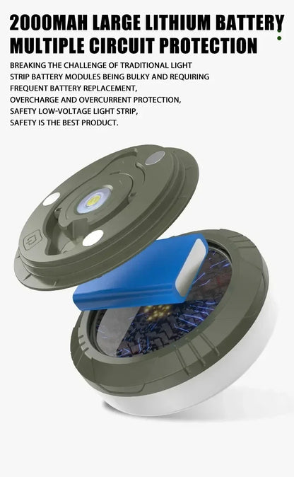 Camping String Lights,33Ft Light with Lanterns (2 in 1 Design),Camping Lights 2000mAh,IPX6 Waterproof,Rechargeable Flashlights by Smarsty