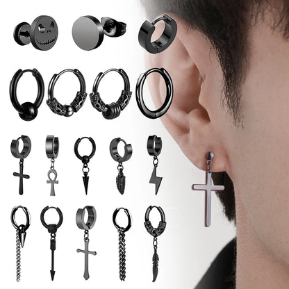 Vintage Punk Stainless Steel Stud Earrings Set for Men Women - Smarsty