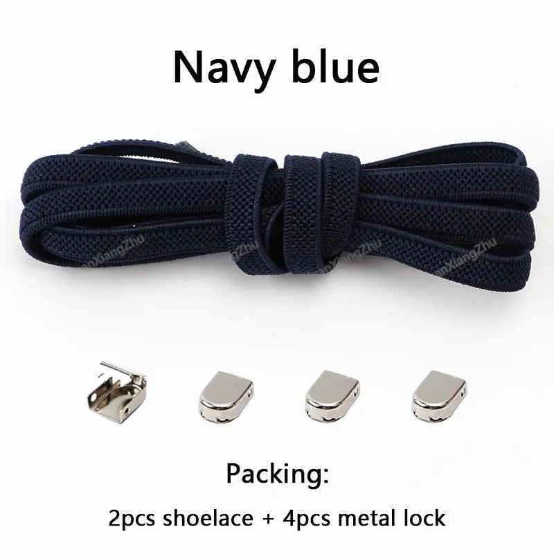 No tie Shoe laces Elastic laces Sneakers Flat Shoelaces without ties Quick Shoelace for Shoes Kids Adult One Size fits All Shoes - Smarsty