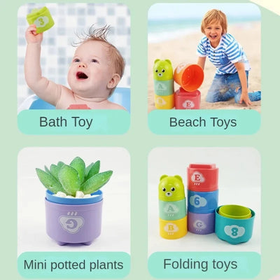 Kid Brain Response Battle Fold Cup Hand Speed Competition Fold Cup Baby Stack Game Early Education Puzzle Train Board Games Toy - Smarsty