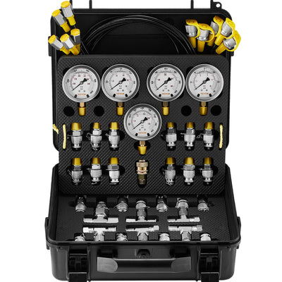 SucceBuy Hydraulic Pressure Test Kits Excavator Hydraulic Test Gauge Sets with Carrying Case for Excavator Tractors Machinery - Smarsty