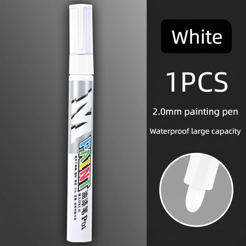 Car paint scratches repair brush pen waterproof water paint marker pen car tire tread care automotive  black white red silver - Smarsty