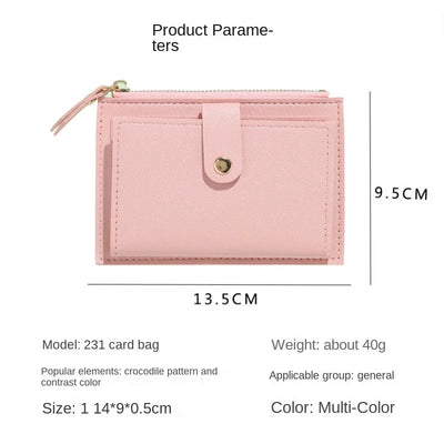 Ladies Fashion Solid Color Multi-slot Card Holder / Mini PU Leather Wallet - Smarsty