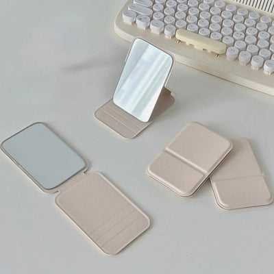 Portable Foldable Makeup Mirror with PU Leather Case - Smarsty