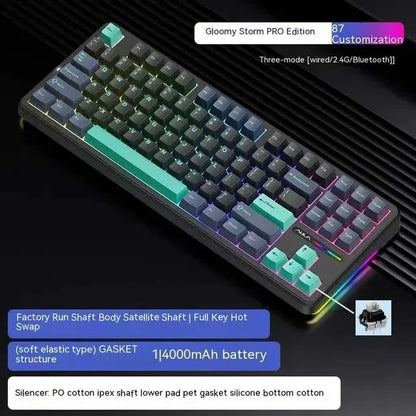 87 Key Mechanical Keyboard Tri Mode Wireless RGB Gasket