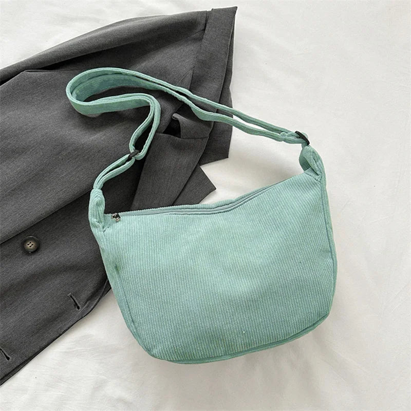Corduroy Shoulder Bag Minimalist Crossbody For Women - Smarsty