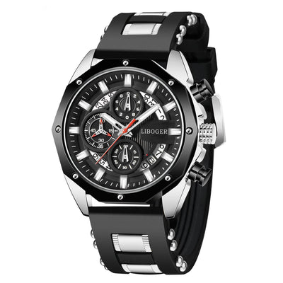 Fashion Men Watch with Auto Date and Silicone Strap - Smarsty