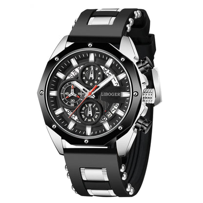 Fashion Men Watch with Auto Date and Silicone Strap - Smarsty