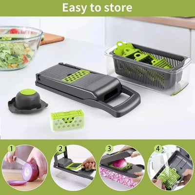 Multifunctional Vegetable Chopper Handle Food Grate Food Chopper Vegetable Slicer Dicer Cut 14/16 in 1 Kitchen Items Cocina by Smarsty