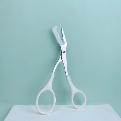 Pink Eyebrow Trimming Scissors with Built-In Comb - Smarsty