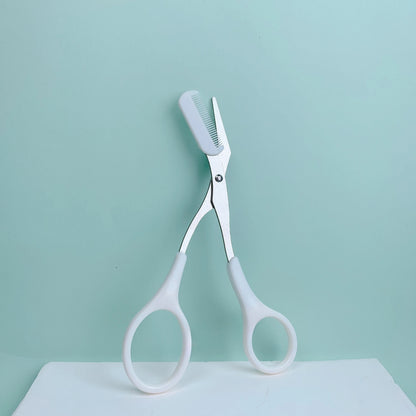 Pink Eyebrow Trimming Scissors with Built-In Comb - Smarsty