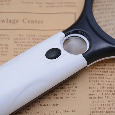 White Magnifying Glass Handheld 45X Magnifier With 3 LED Light For Reading Magnifying Glass Jewelry Loupe - Smarsty
