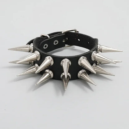 Unisex PU Leather Punk Bracelet with Spikes and Skull - Smarsty