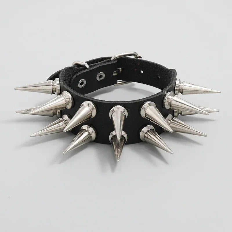 Unisex PU Leather Punk Bracelet with Spikes and Skull - Smarsty