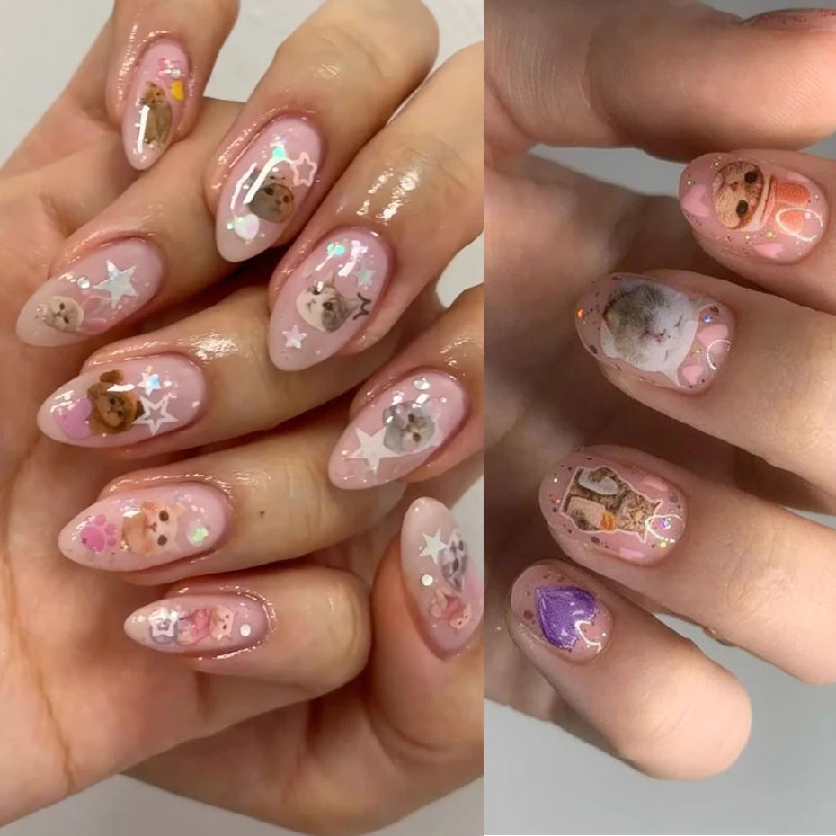 Cute 3D Cartoon Nail Art Stickers for Dogs and Cats - Smarsty