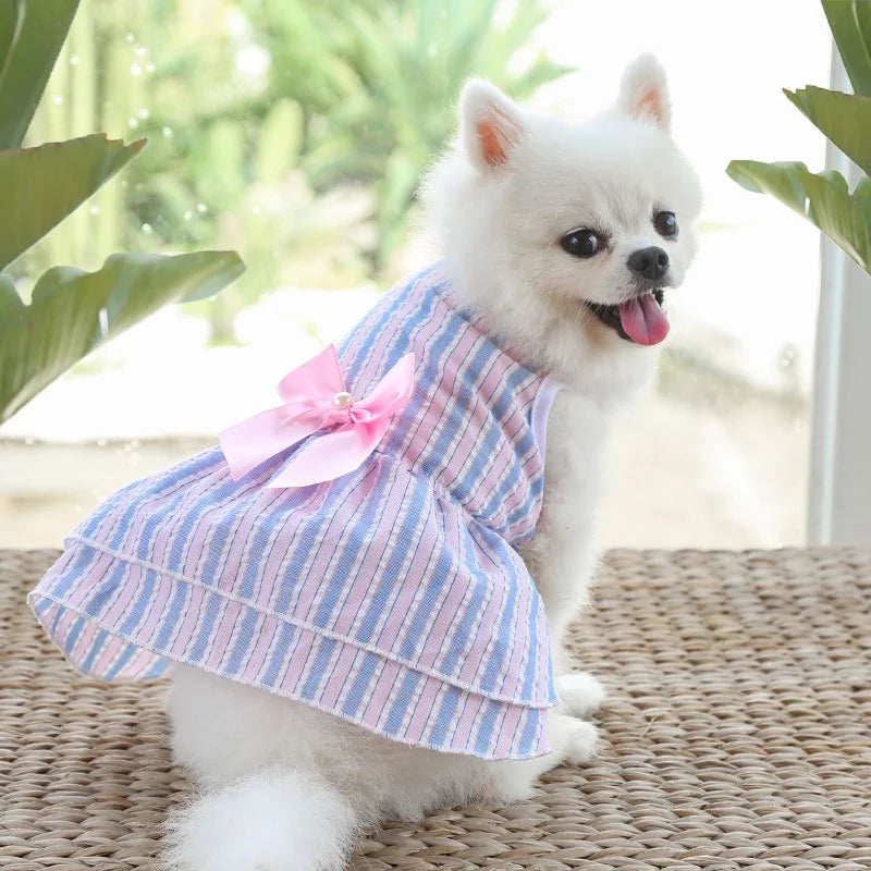 Puppy Vertical Striped Butterfly Skirt for Summer Fun - Smarsty