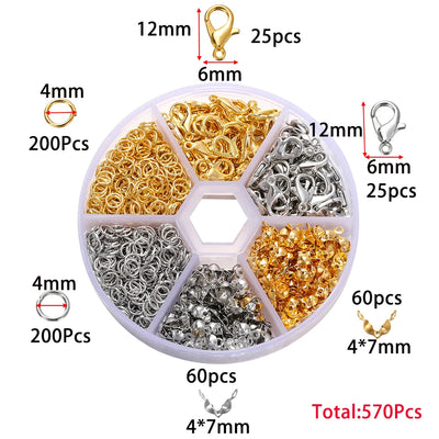Bulk Jewelry Findings Kit 400Pcs Lobster Clasps Beads - Smarsty