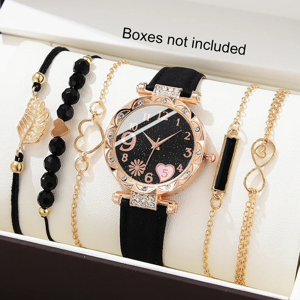 Luxury Leather Watch Set for Women with Elegant Design - Smarsty