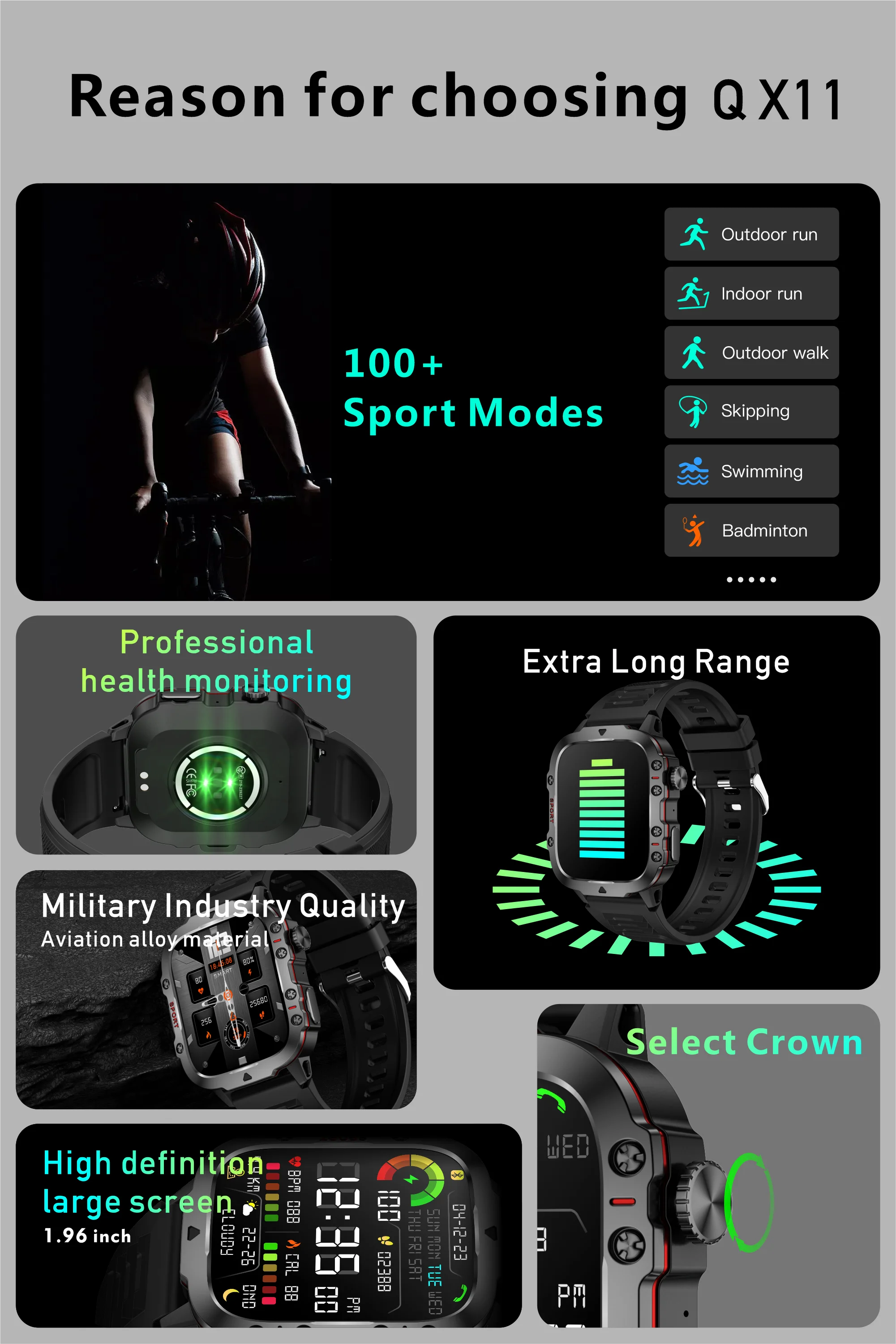 Rugged Military Smart Watch for Men with Bluetooth Calling - Smarsty