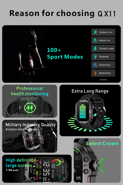 Rugged Military Smart Watch for Men with Bluetooth Calling - Smarsty