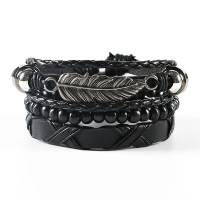Men’s Leather Braided Bracelets Vintage Ethnic Wristband - Smarsty