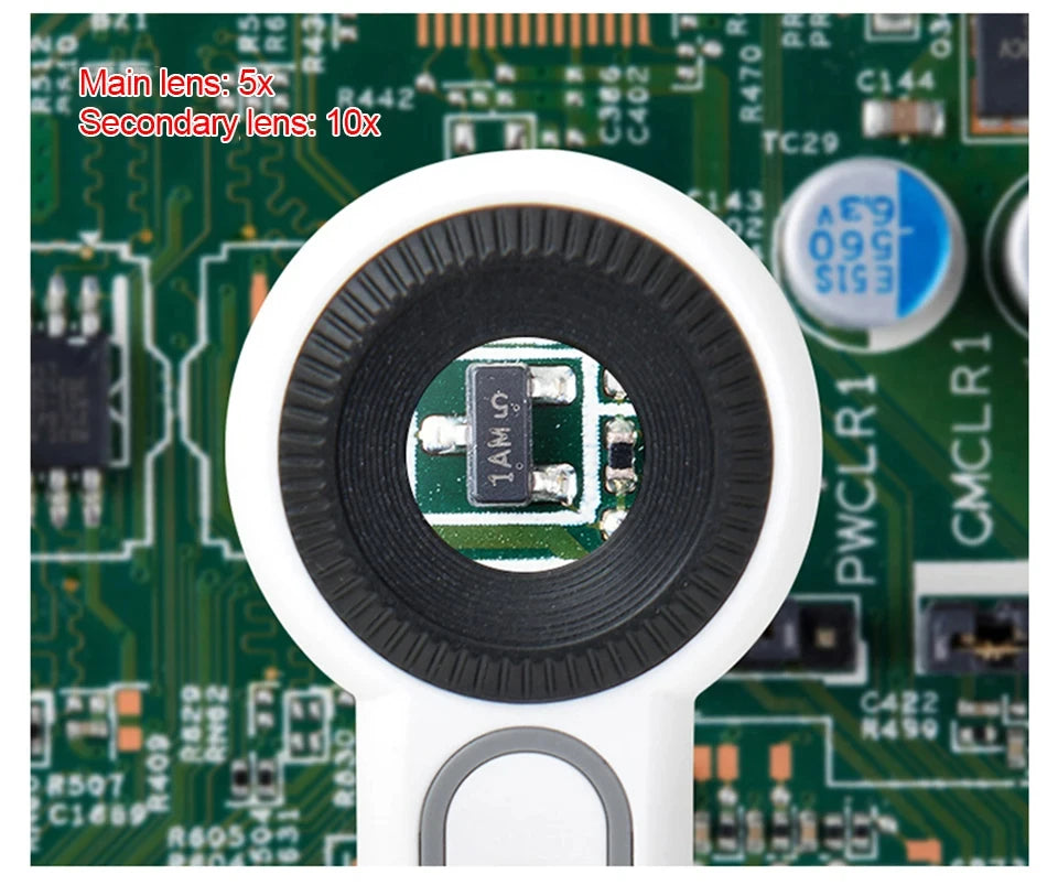 Rechargeable Handheld Magnifier with LED Light for Easy Reading - Smarsty