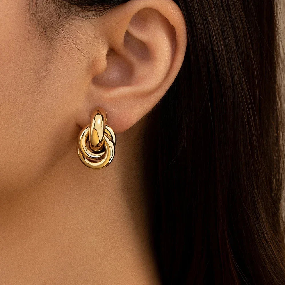 Gold Silver Knot Stud Earrings For Daily Trendy Wear - Smarsty