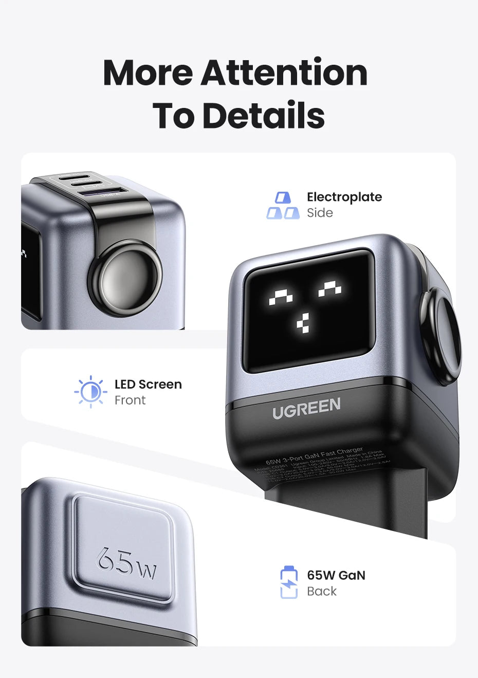 65W GaN Charger With PD3.0 PPS Fast Charge Compact Travel - Smarsty