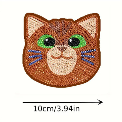 Diamond Painting Coasters Set with Cartoon Cat Design - Smarsty