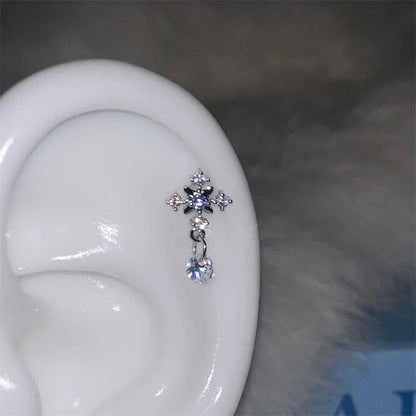 Stainless Steel Ear Cuff With Rhinestone Wing Sparkle - Smarsty