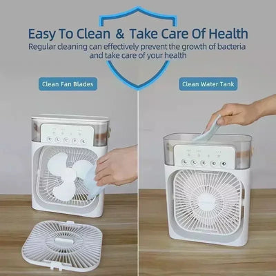 New 3 In 1 Fan AIr Conditioner Household Mini Air Cooler LED Night Light Portable Humidifier Air Adjustment Fan Office Home Fan - Smarsty