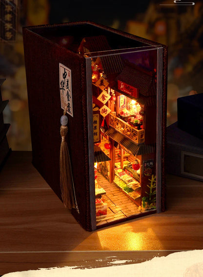 Diy Book Nook Doll House Miniature Wooden Bookshelf Shelf Insert Miniatures Home Model Kit Dollhouse Birthday Toy Gifts by Smarsty