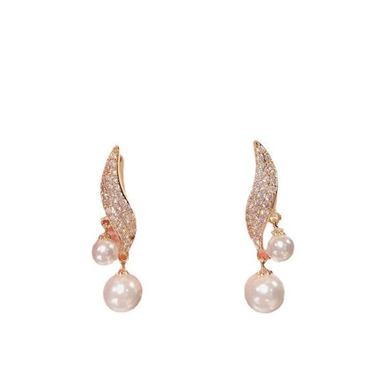 Elegant Double Pearl Dangle Earrings for Women Wedding Jewelry - Smarsty