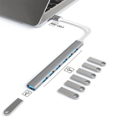 USB C 7 Port Hub 3.0 Ultralight Aluminum Laptop PC - Smarsty