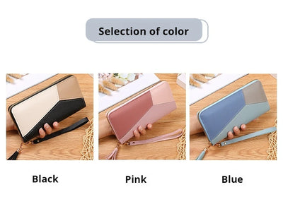 Fashion Women's Wallet Zipper Coin Purse Lady Short Clutch Purse Handbag Patchwork Leather Female Card Holder Wallet Phone Pouch - Smarsty