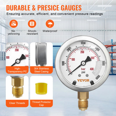 SucceBuy Hydraulic Pressure Test Kits Excavator Hydraulic Test Gauge Sets with Carrying Case for Excavator Tractors Machinery - Smarsty